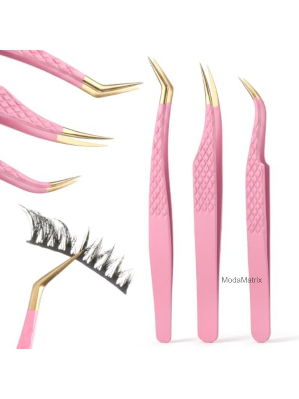 Lash Extension Tweezers Set Stainless Steel Fiber Tip